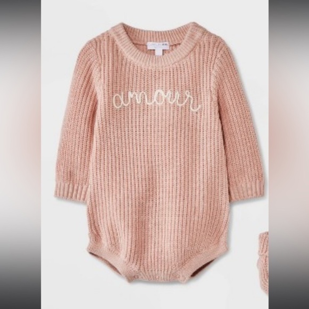 Grayson Mini Pink Amour Knit Baby Onesie